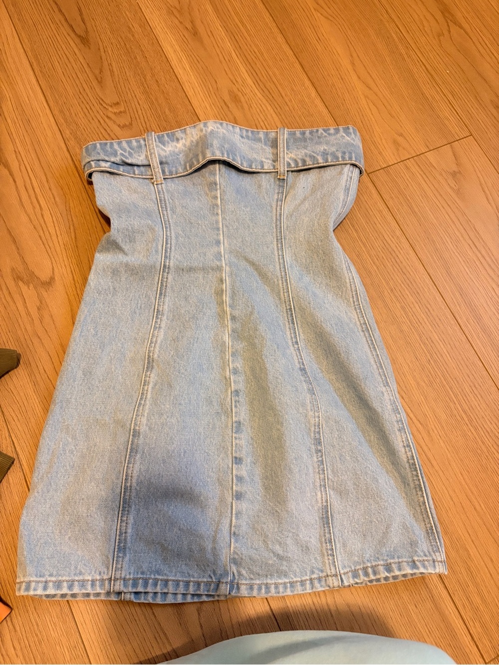Light Blue Denim Strapless Mini Dress